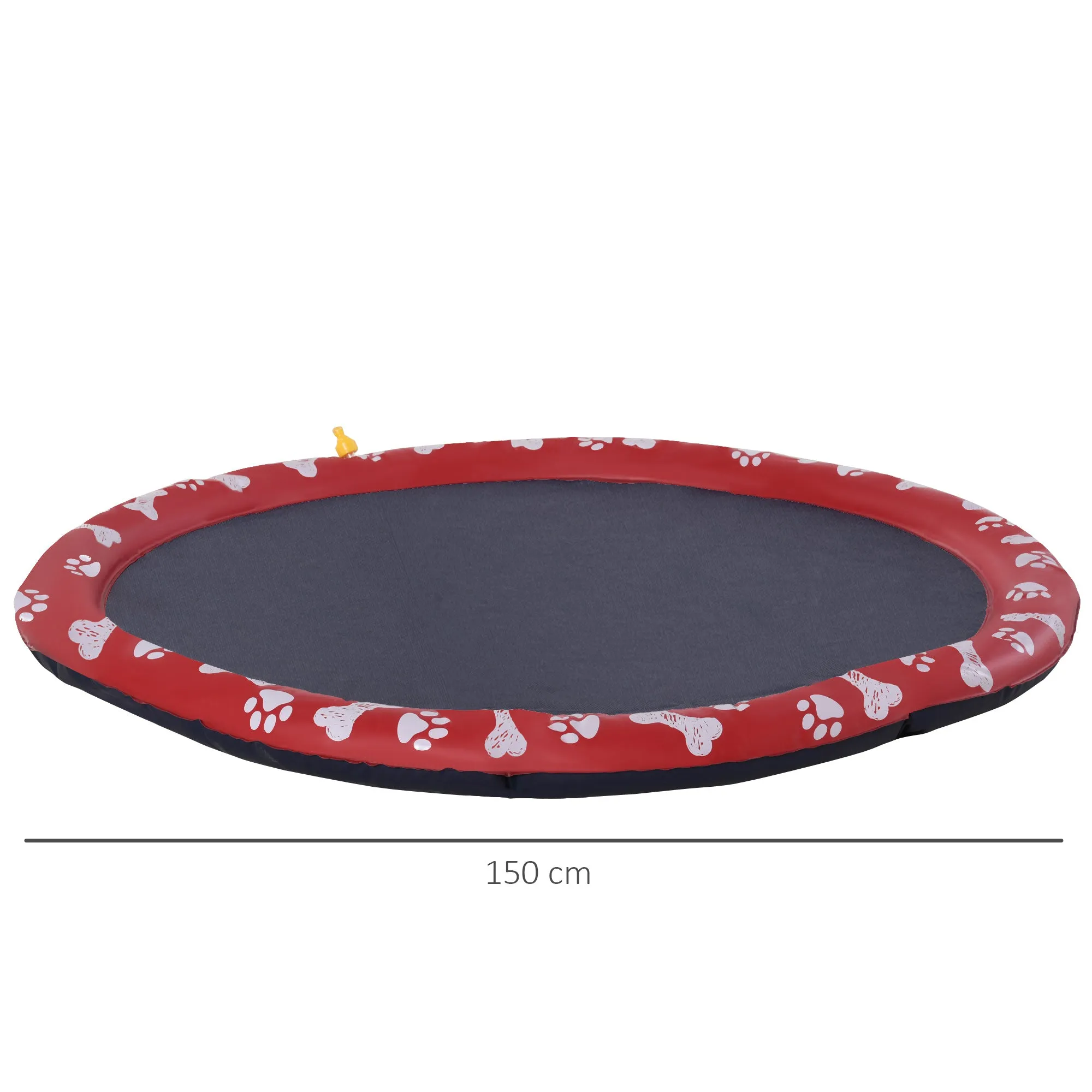 150cm Splash Pad Sprinkler for Pets Dog Bath Pool Water Game Mat Toy Non-slip Outdoor Backyard Red