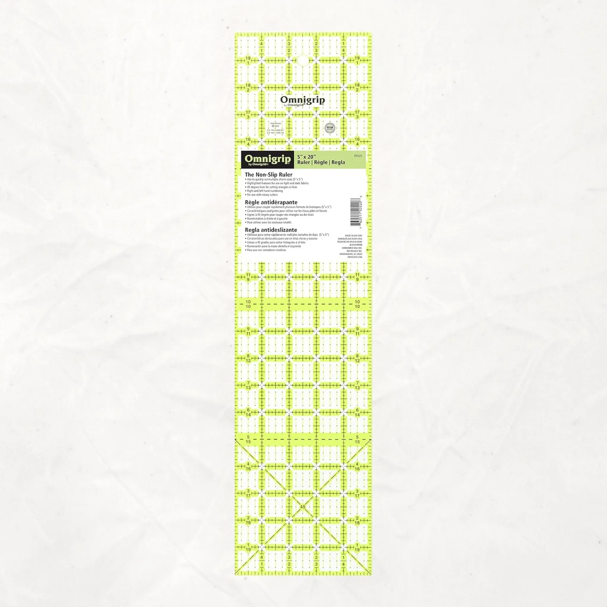 5" x 20" Non-Slip Quilting Ruler