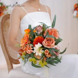 A863603 Autumn Series With Greenery Bridal Bouquet Wedding Supplies