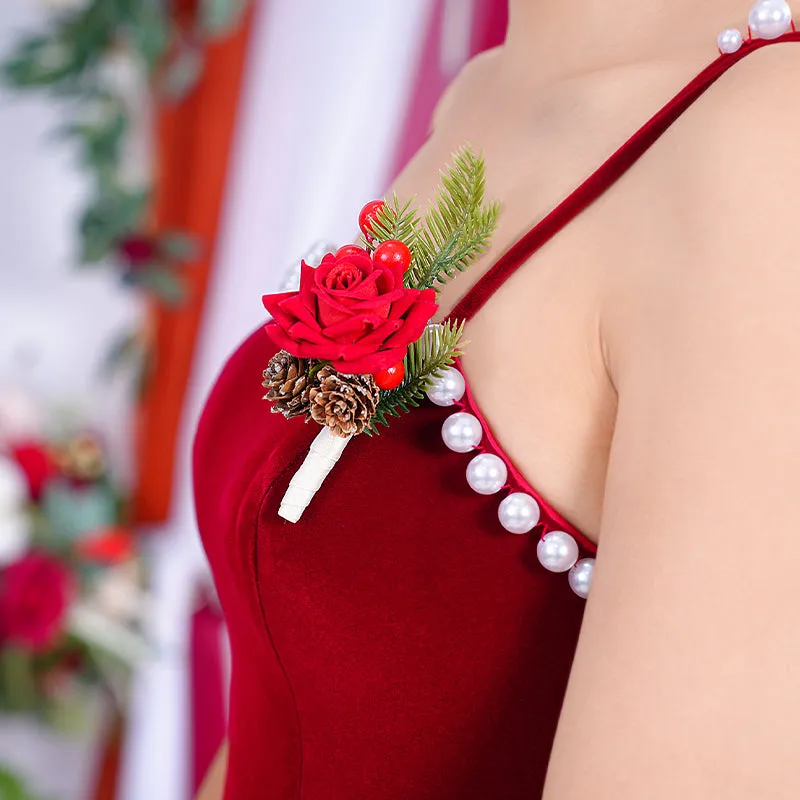 A866206 Christmas Series Corsage Flower Wedding Party Bridal Supplies