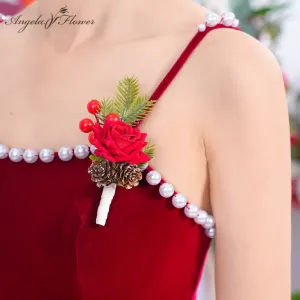 A866206 Christmas Series Corsage Flower Wedding Party Bridal Supplies