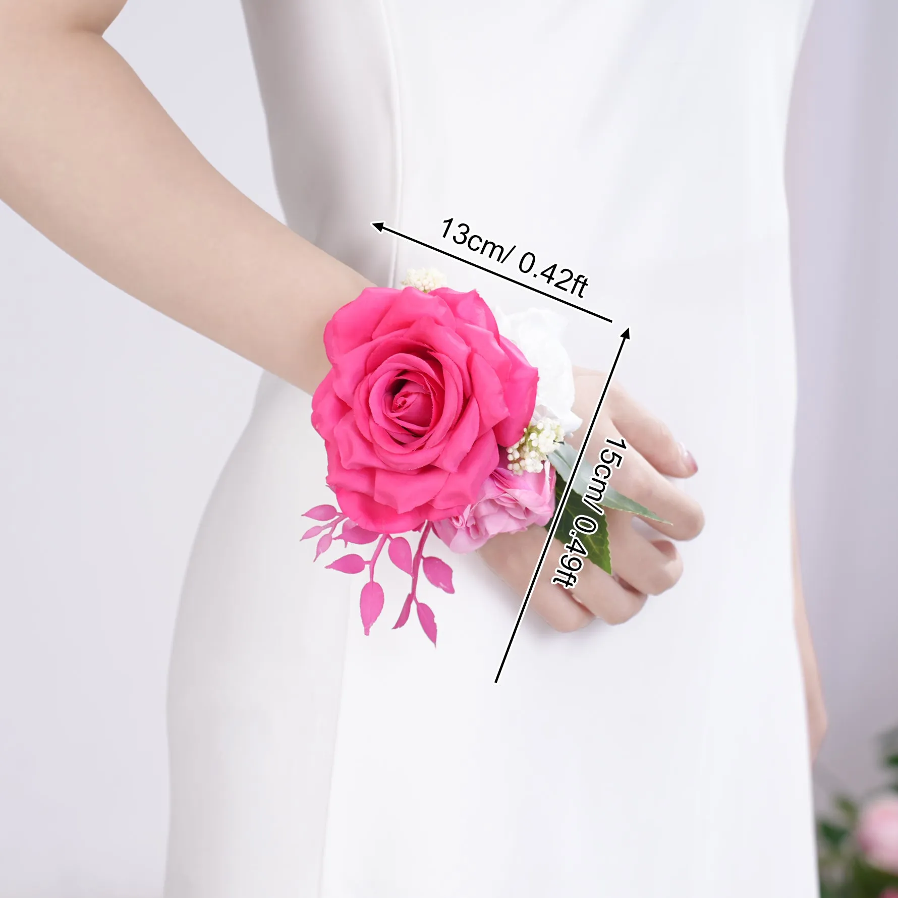 A866307 Hot Pink Series Wrist Flower Wedding Personal Decor Supplies