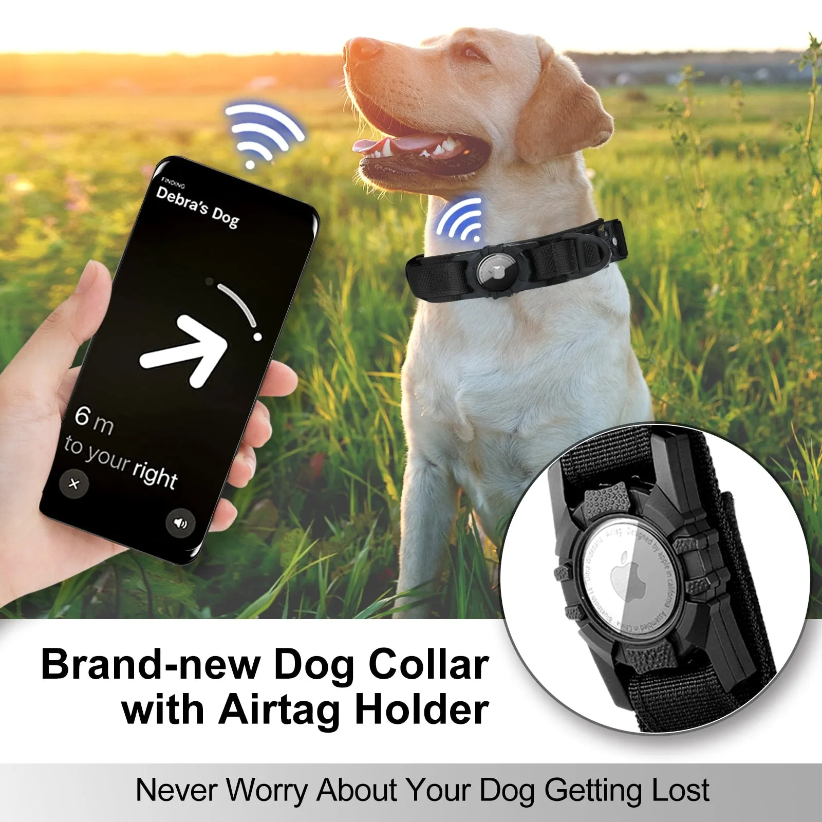 AirTag Dog Collar with Handle, Tactical Dog Collar for Large Medium Dogs, Military Dog with Metal Buckle for Large Dogs AirTag Sold Separately