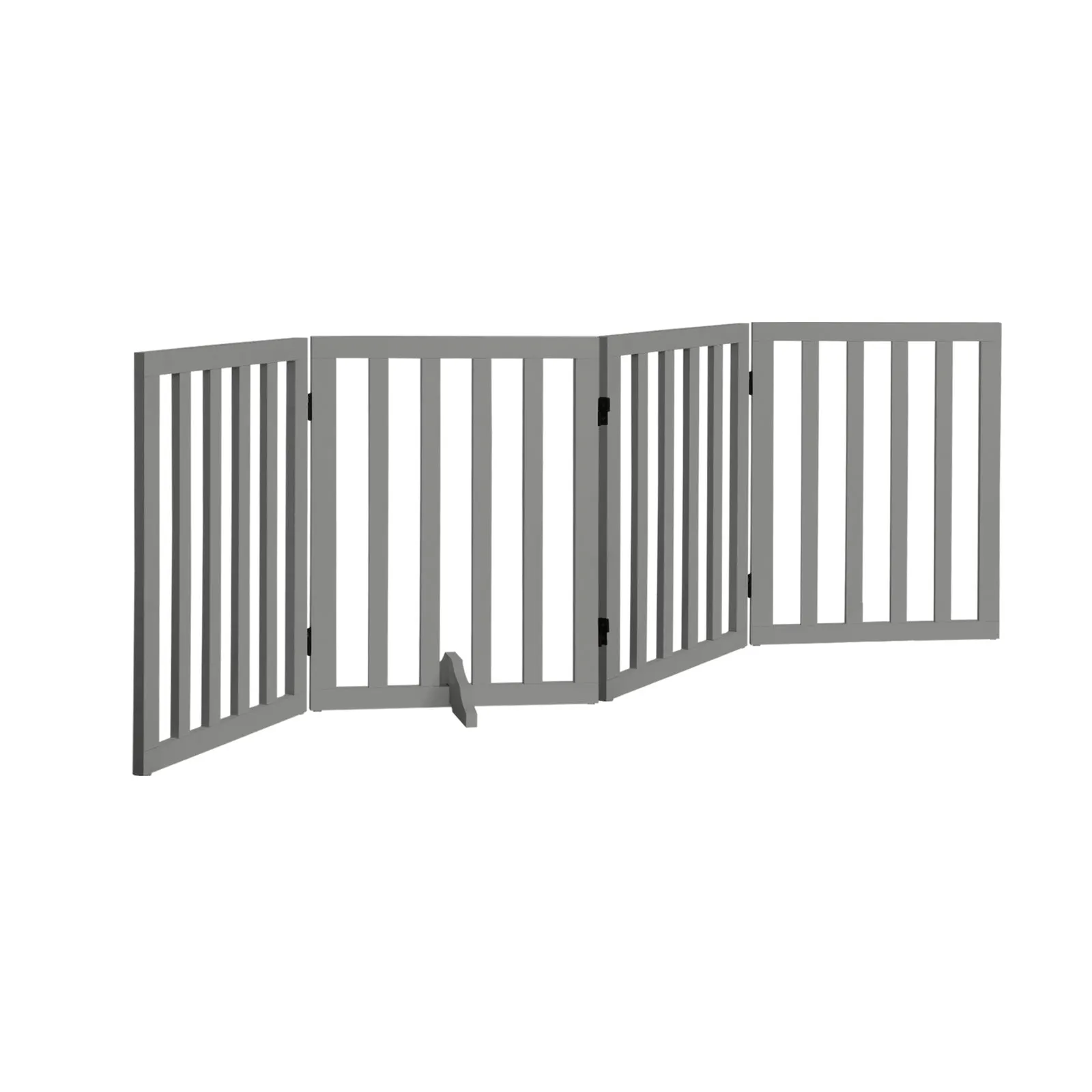 Alopet Wooden Pet Gate Dog Fence Safety Stair Barrier Security Door 4-Panel Grey