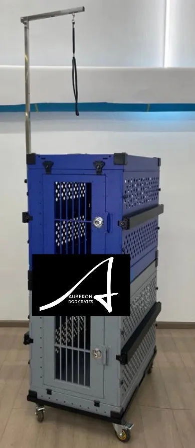 Avail Now for immediate dispatch: Aluminium ‘Show & Groom’ DOUBLE Crate   FREE Trolley   Grooming Set Dark Blue Double Set $1575 delivered