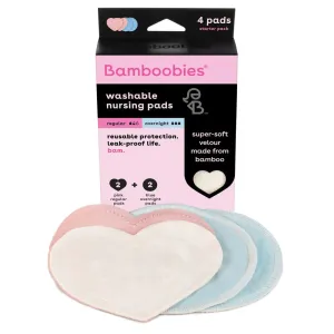 Bamboobies Washable Bamboo Rayon Nursing Pad, 2 Pair Pack, 1 Regular and 1 Overnight