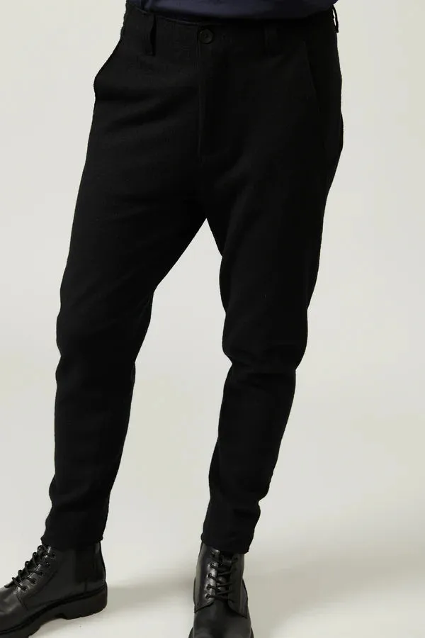 Boiled wool chino pant - Black