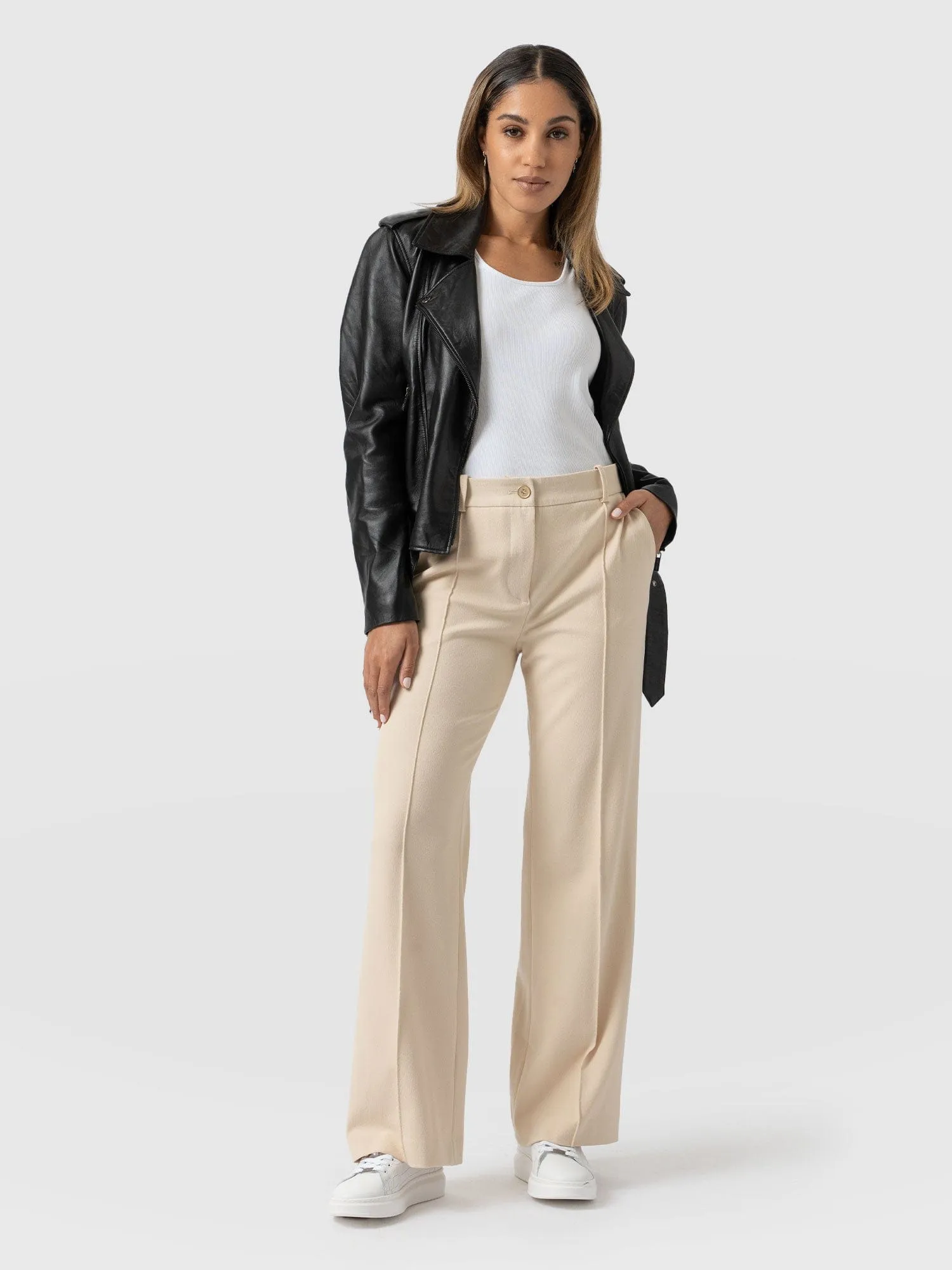 Cambridge Tailored Wide Leg Pant - Beige