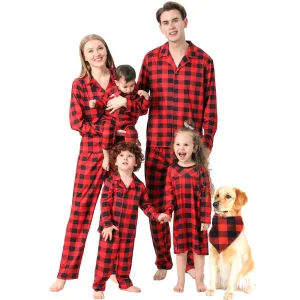 Christmas Red Plaid Printed Colorblocked Family Pajama Set