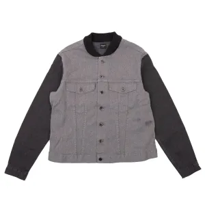 Color Block Denim Jacket - Black/Grey