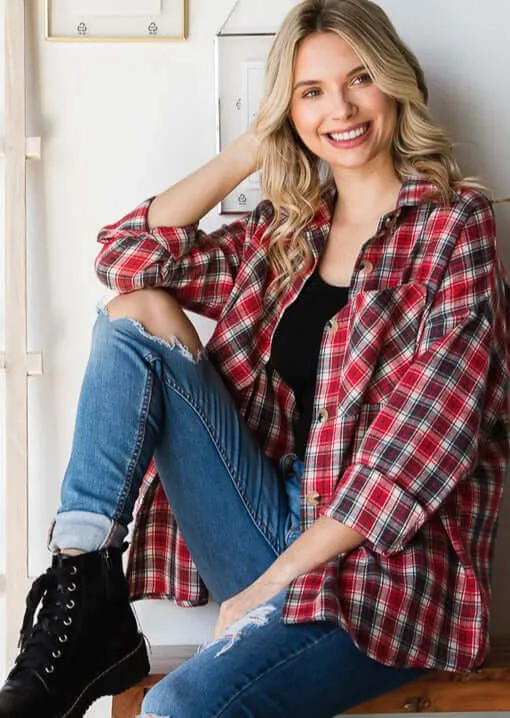 Country Casual Plaid Button Down Made in USA - Clearance Final Sale