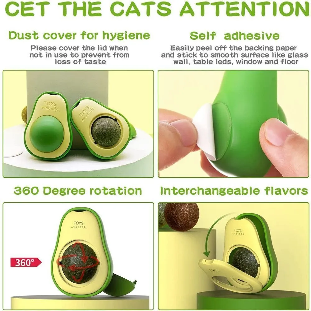 Cute Avocado Catnip Toys Cat Teeth Cleaning Toy Cat Supplies Catnip Mini Cat Treat Toys Interactive Pet Toys Pet Products Pet Avocado Ball Cute Funny Mint Cleaning Teeth Toy For Cat Supplies