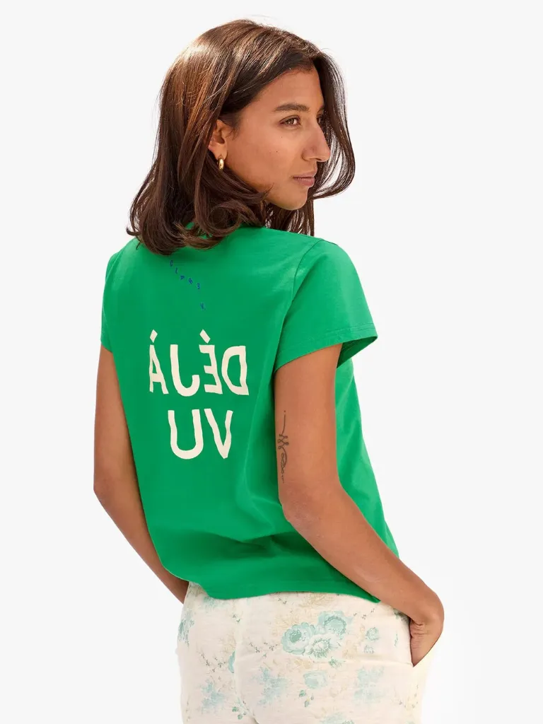 Déjà Vu Classic Tee in Green/Cream