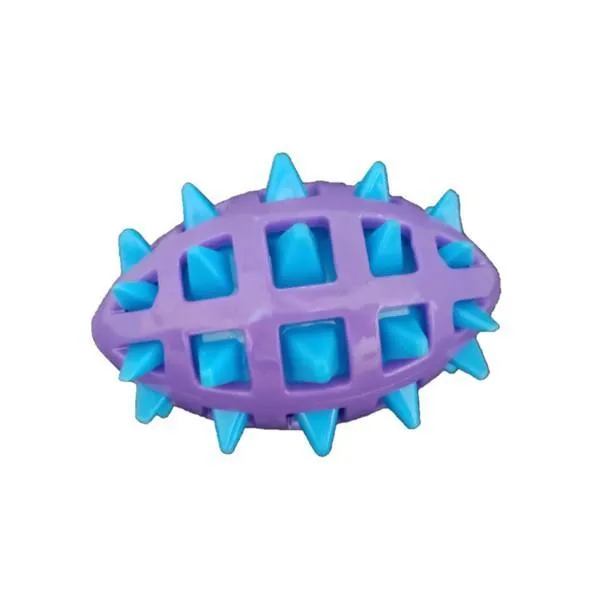 Durable Pet Squeaky Spikey Rugby Ball Chew Toy