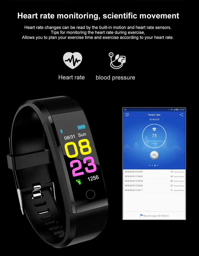 Fitness Smart Watch Activity Heart Rate  Tracker