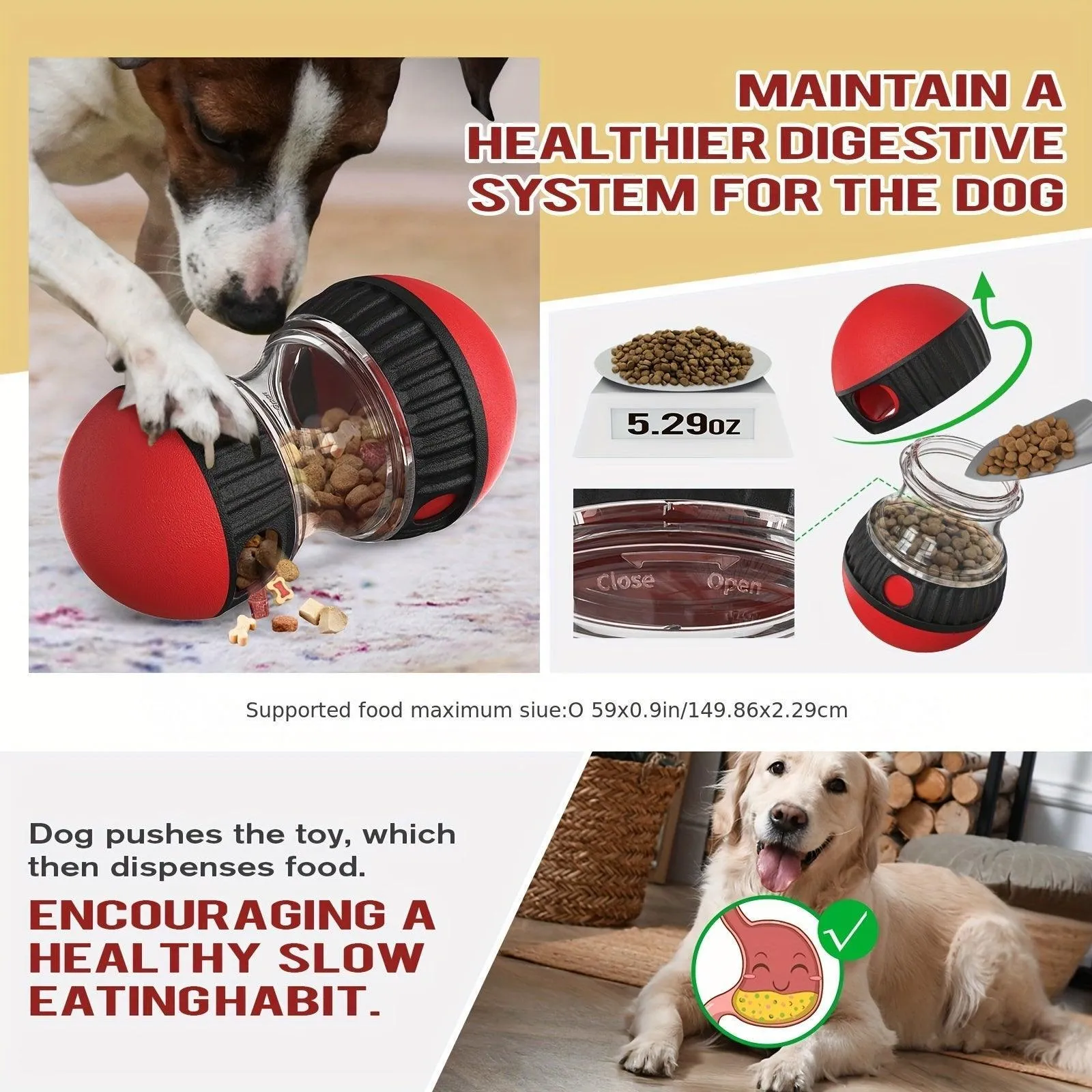 Interactive Slow Feeder Dog Toy - Ball-Shaped Food Dispenser