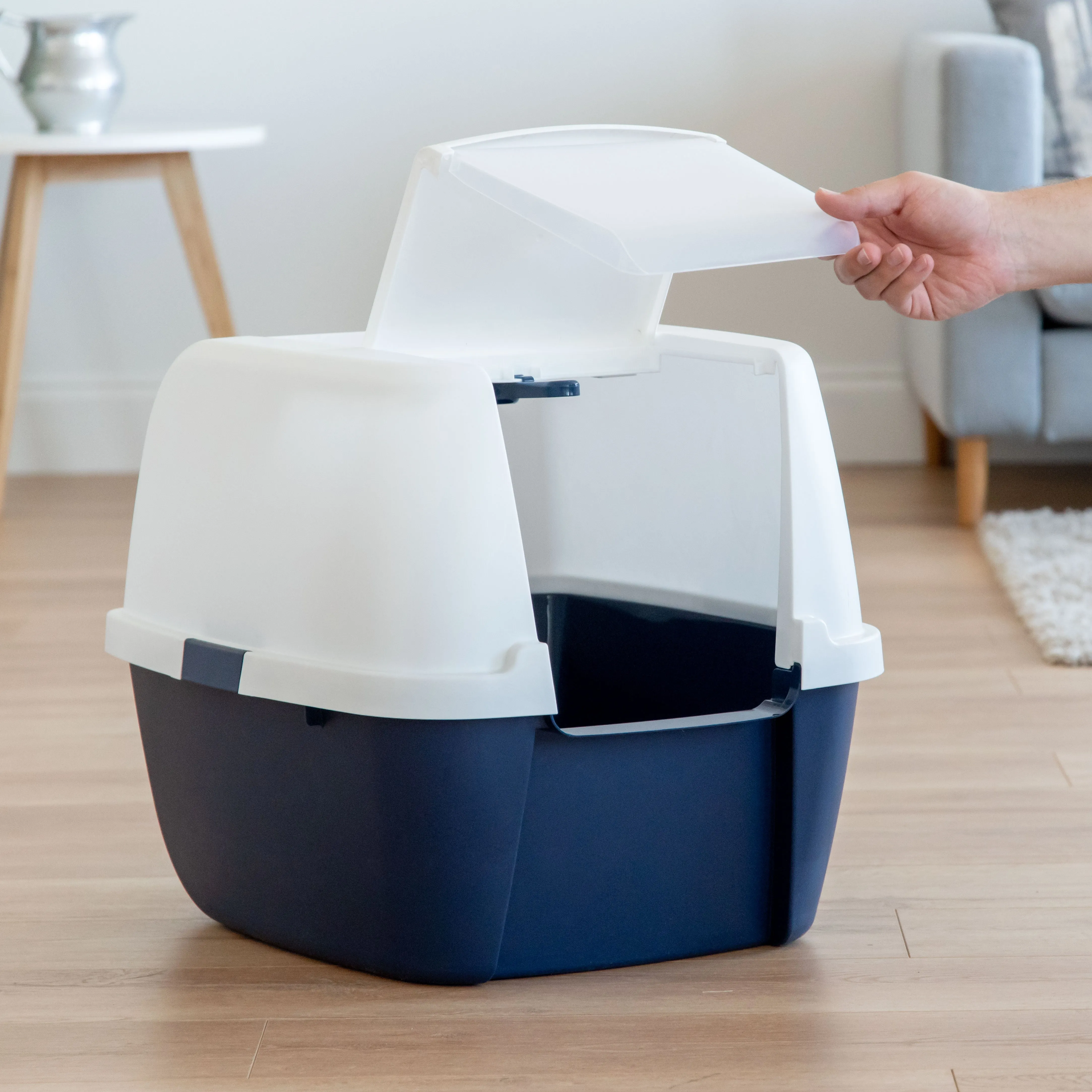 Jumbo Hooded Litter Box, Navy