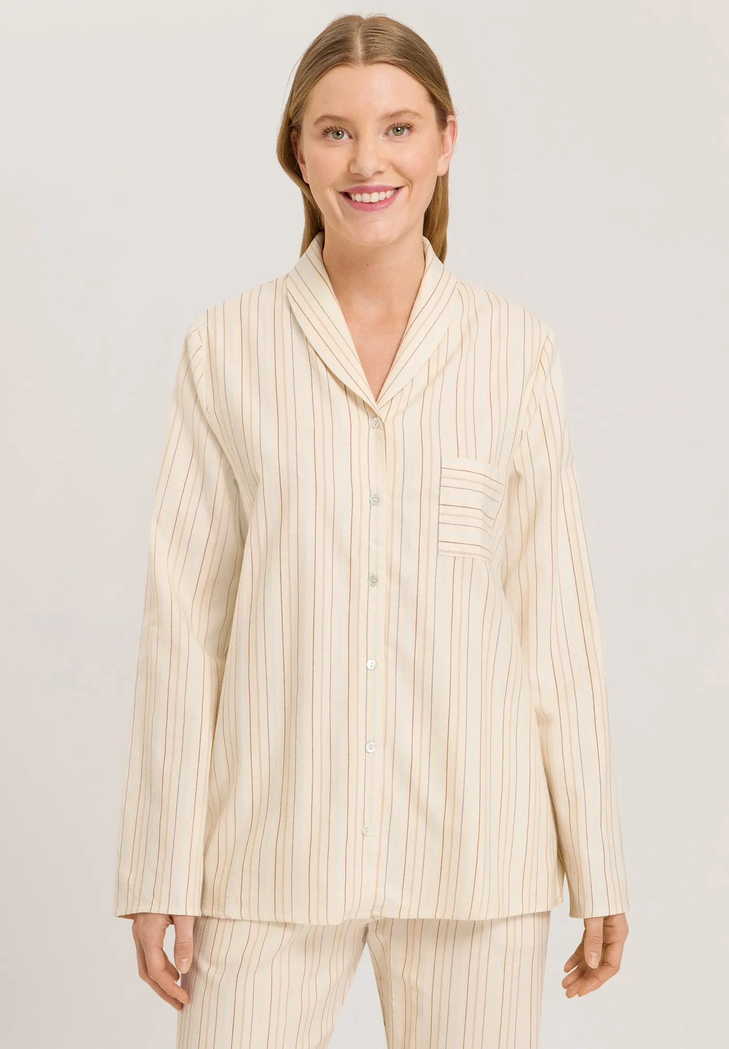 Loungy Nights Shawl Collar Cotton Shirt | Multicolor Stripe 74967-2395