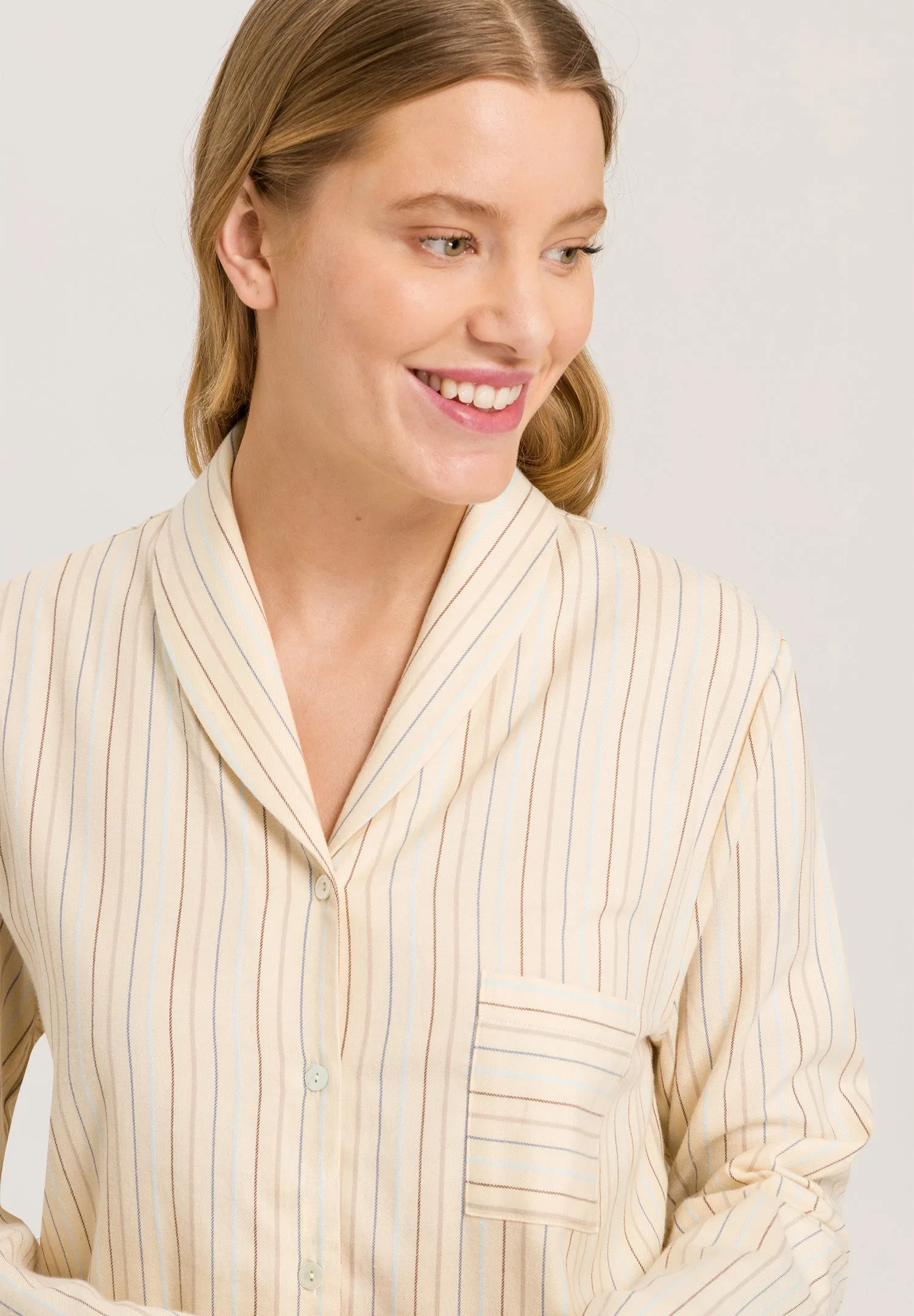 Loungy Nights Shawl Collar Cotton Shirt | Multicolor Stripe 74967-2395