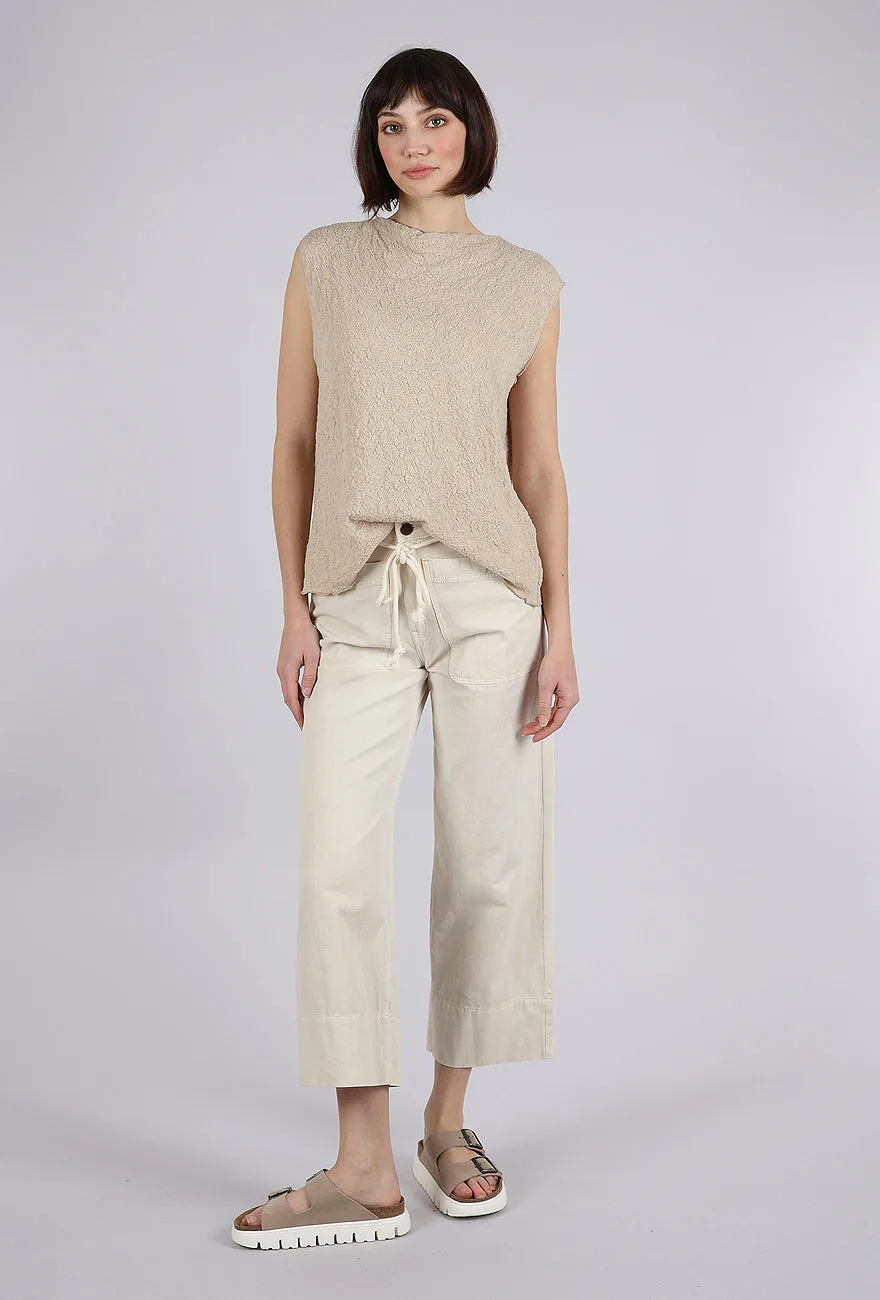 Merino Bubble Wool Boxy Top, Almond Milk