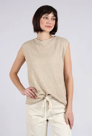 Merino Bubble Wool Boxy Top, Almond Milk