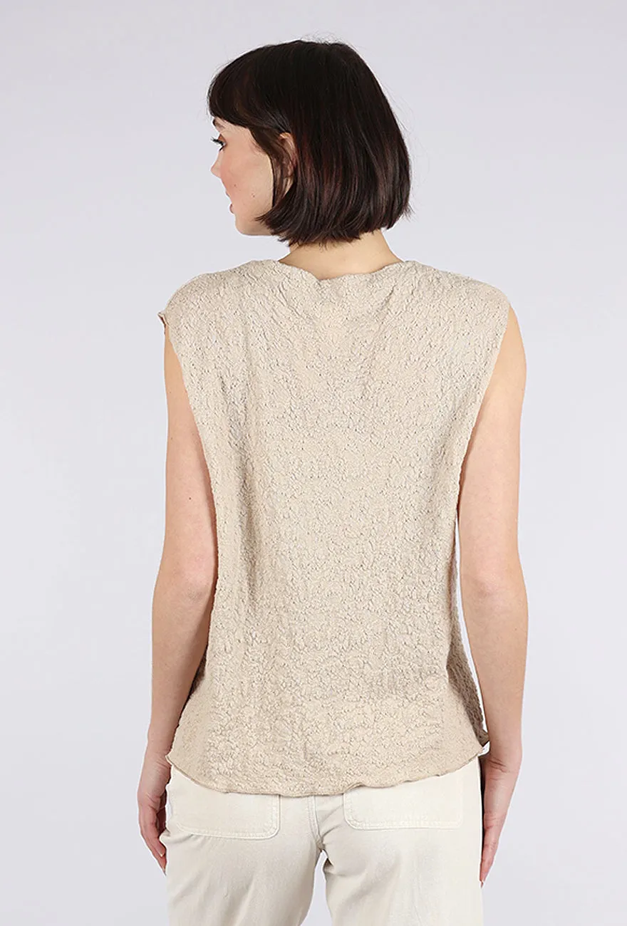 Merino Bubble Wool Boxy Top, Almond Milk