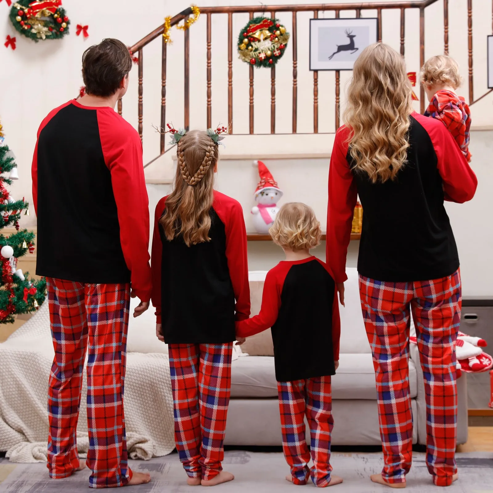 “Merry Christmas” Christmas Tree Plaid Family Holiday Pajama Set