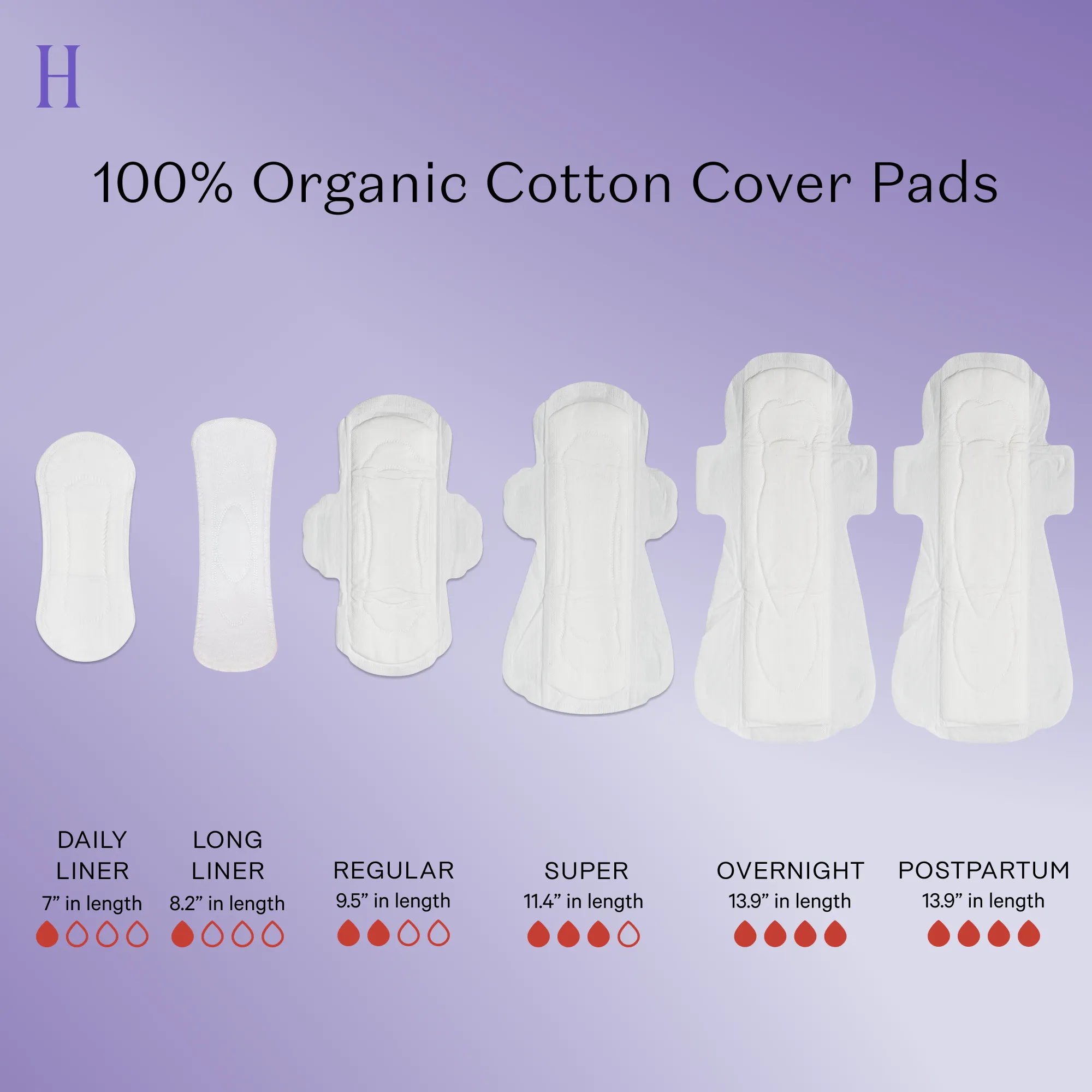 Organic Cotton Cover Super Pads with Wings