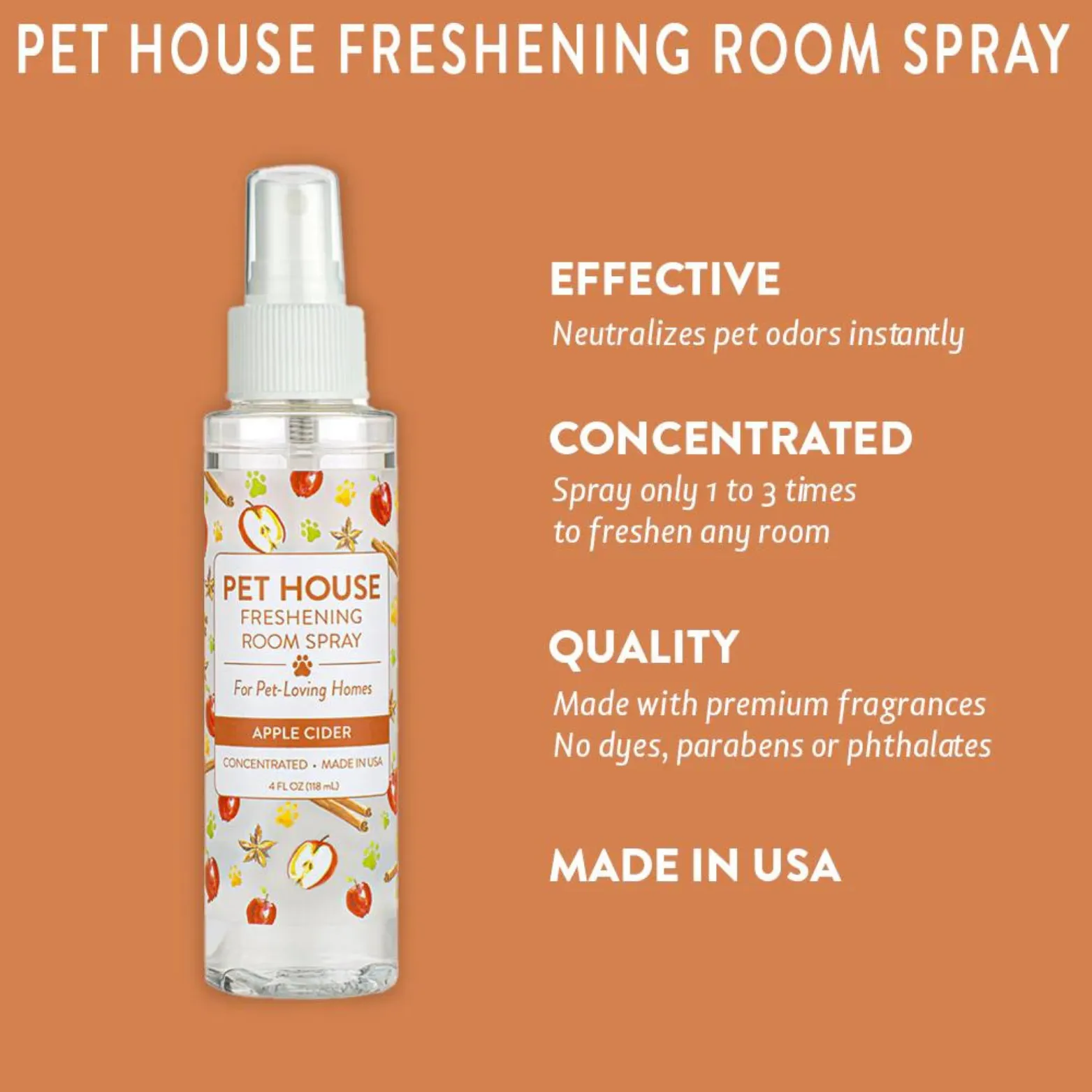 Pet House by One Fur All Apple Cider Seasonal Room Spray 4 oz