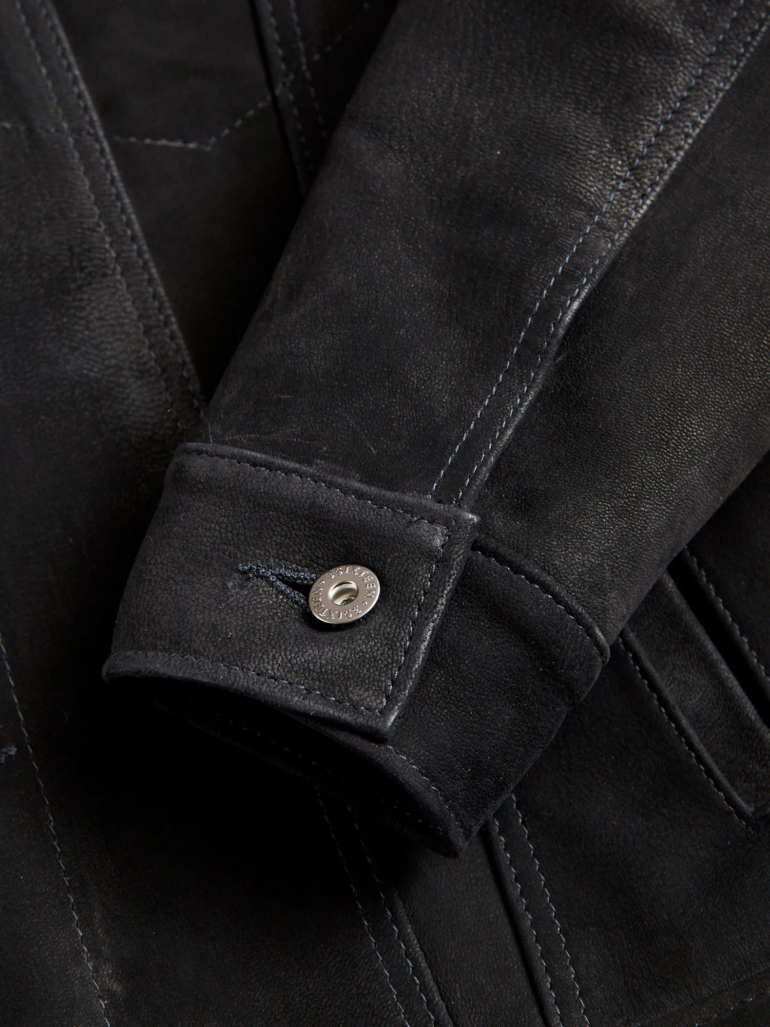 "3sixteen x Schott NYC" Goatskin Type-3 Leather Jacket in Black