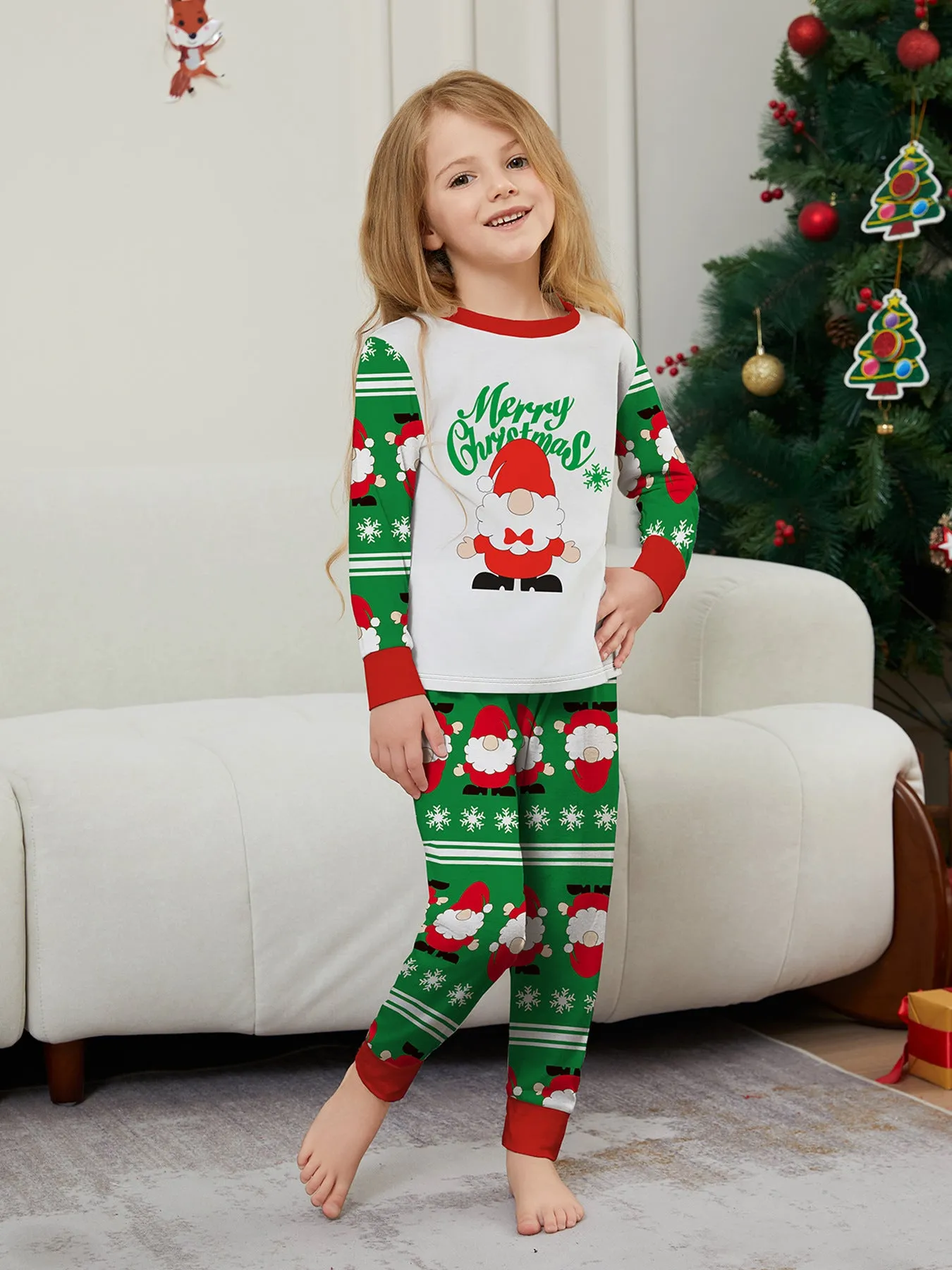 Santa Alphabet Snowflake Print Family Pajama Set