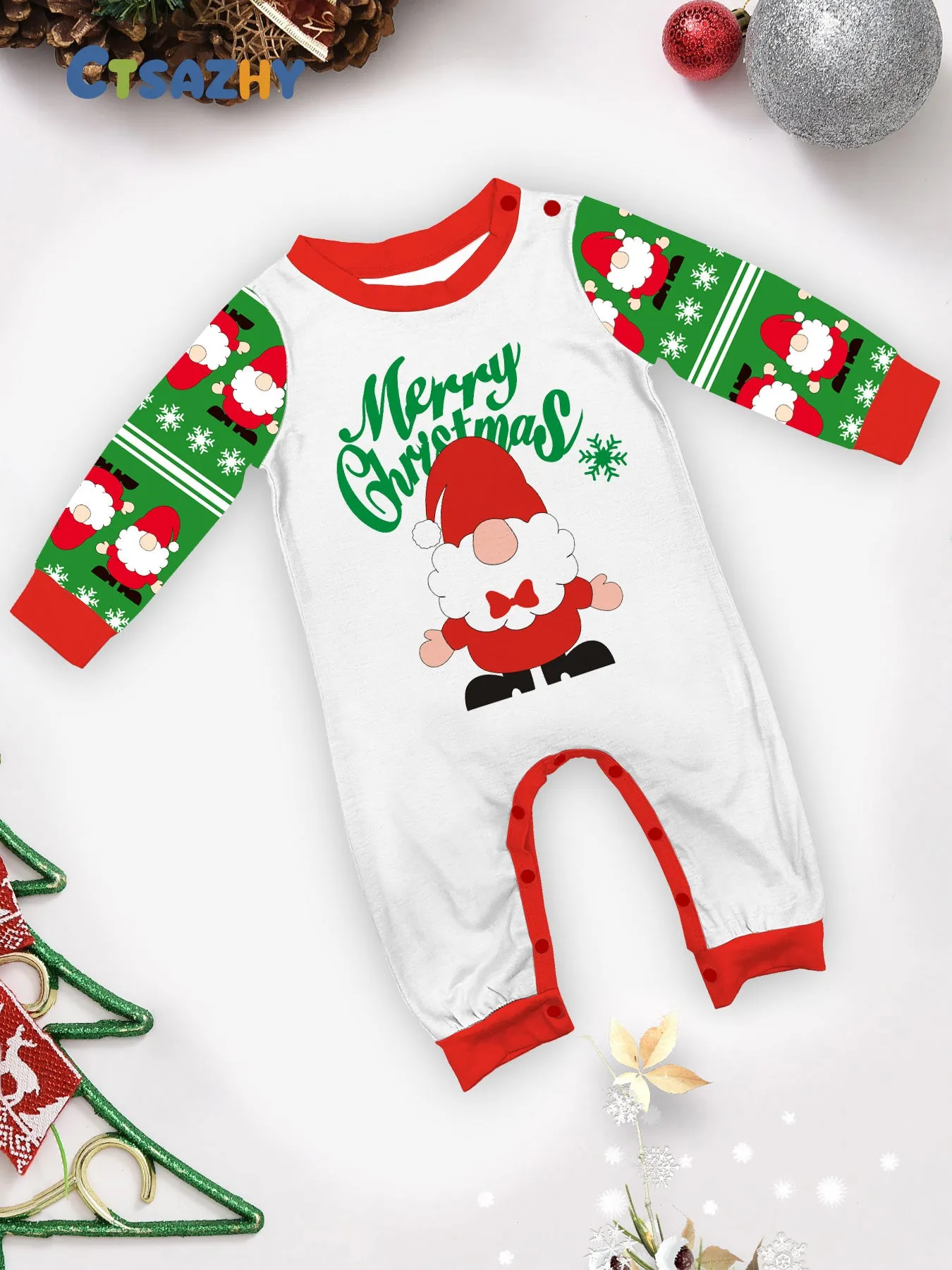 Santa Alphabet Snowflake Print Family Pajama Set