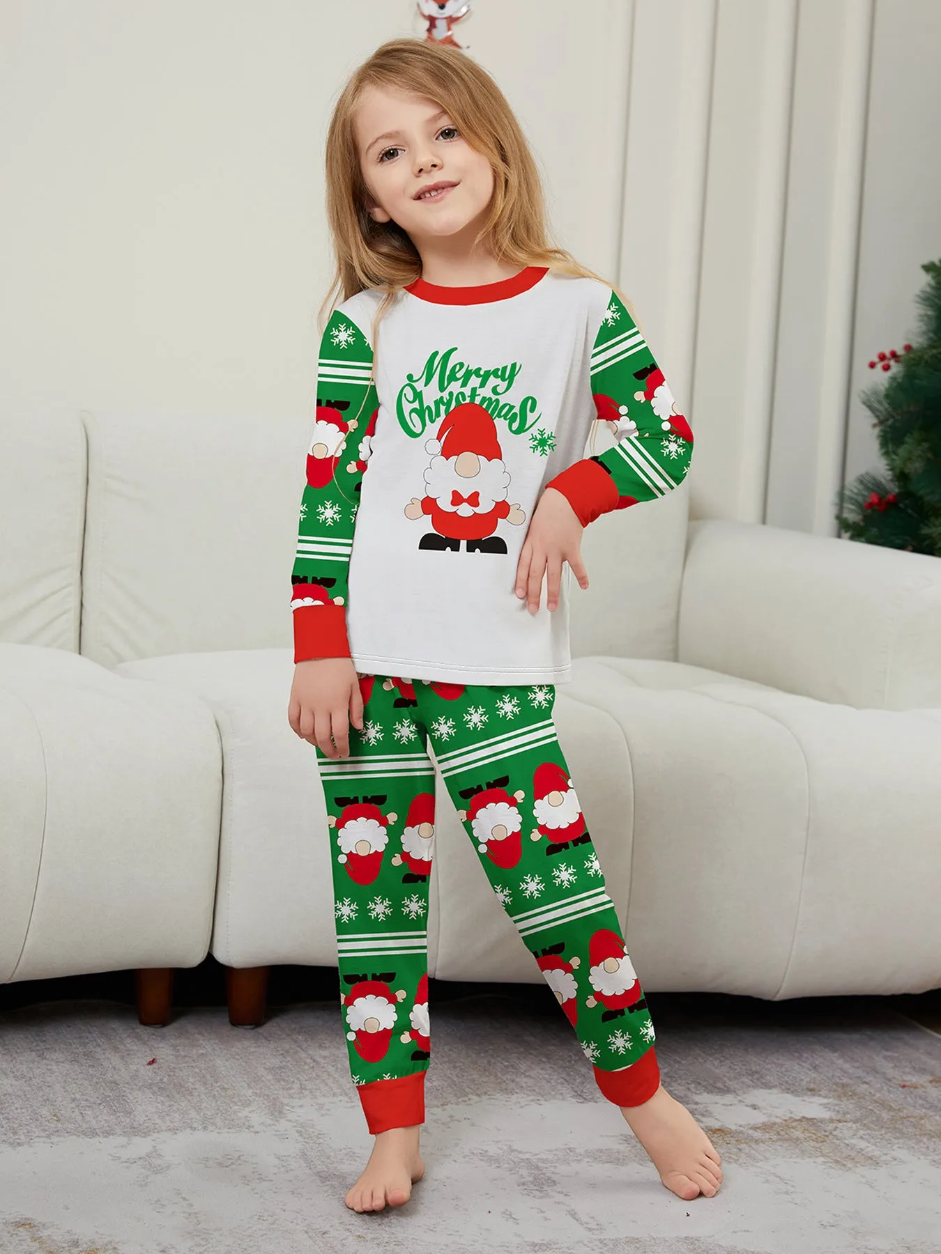 Santa Alphabet Snowflake Print Family Pajama Set