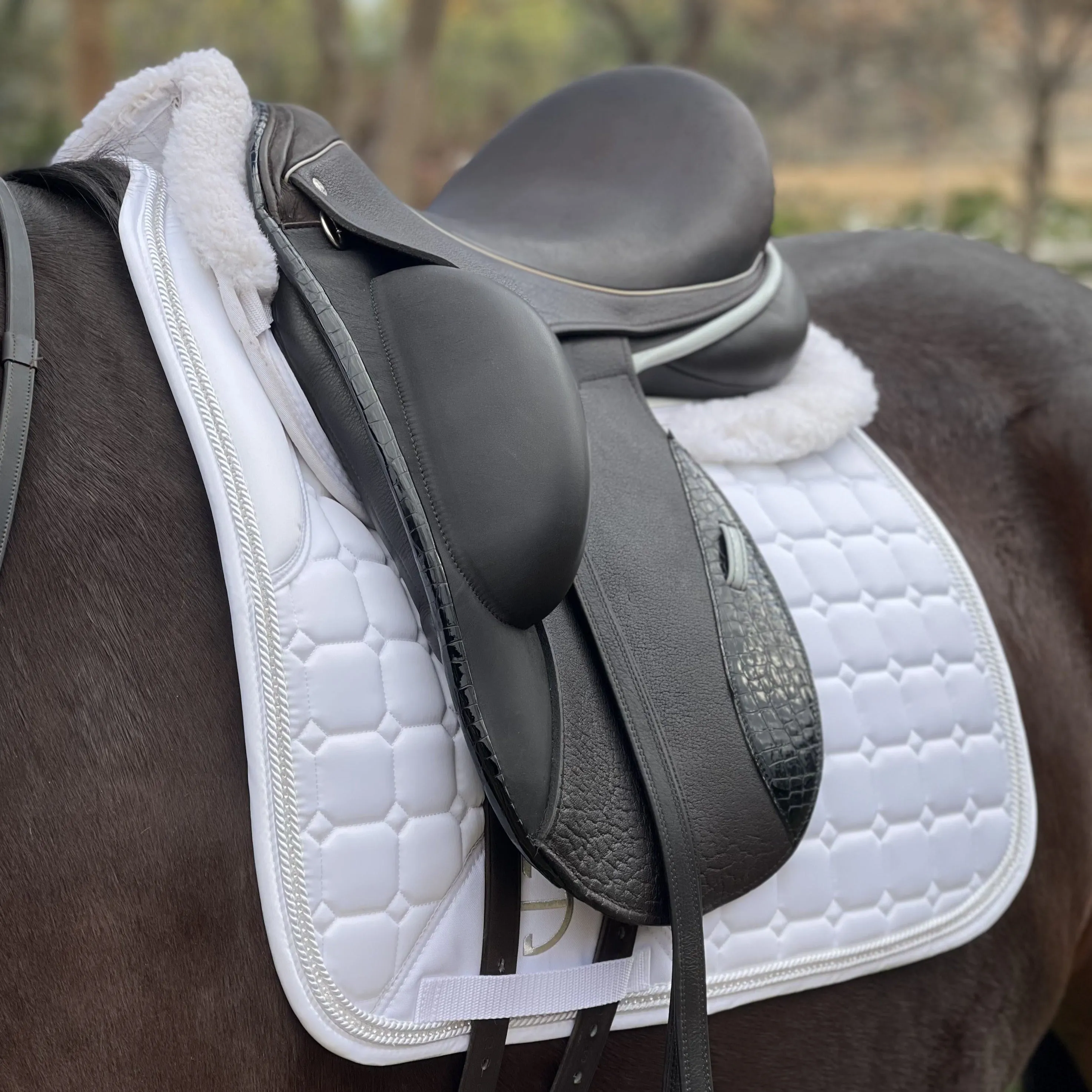 Satin Classic Dressage Saddle Pad - White