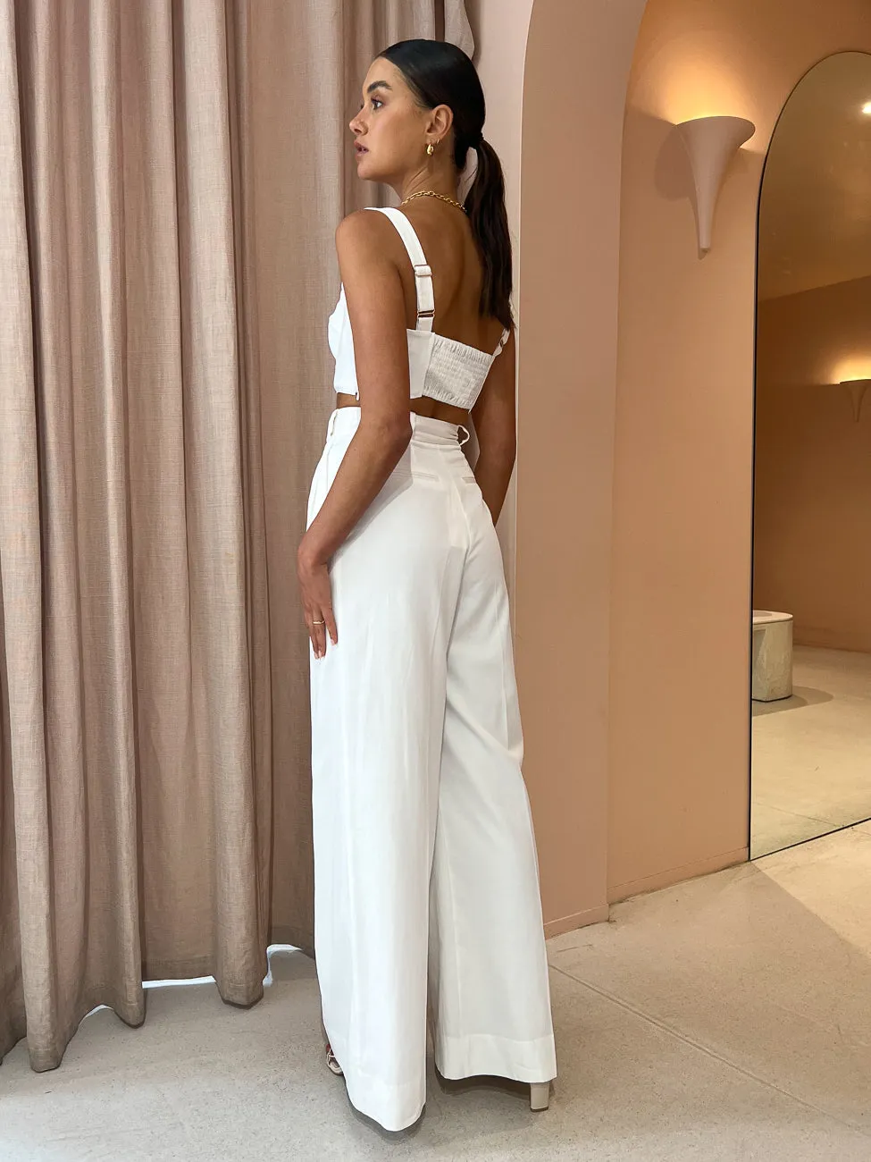 Shona Joy Sara Tailored Wide Leg Pant in Coconut