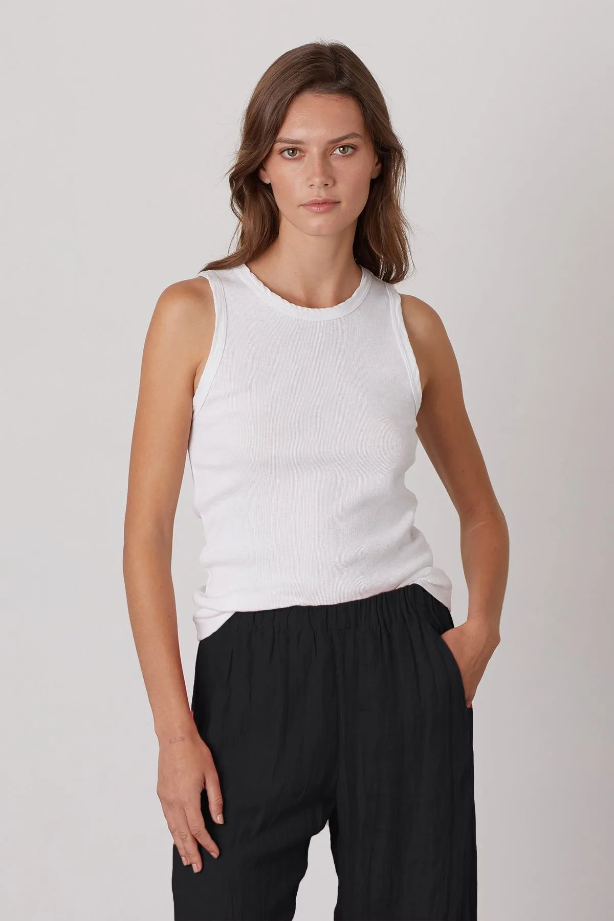 Velvet by Graham & Spencer Maxie Cotton Slub Ribbed Tank | White