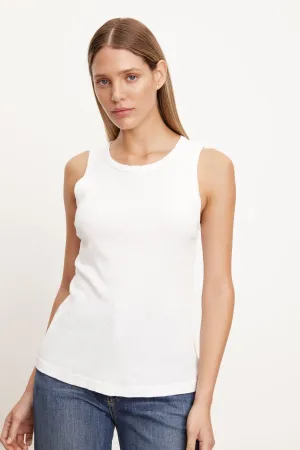 Velvet by Graham & Spencer Maxie Cotton Slub Ribbed Tank | White