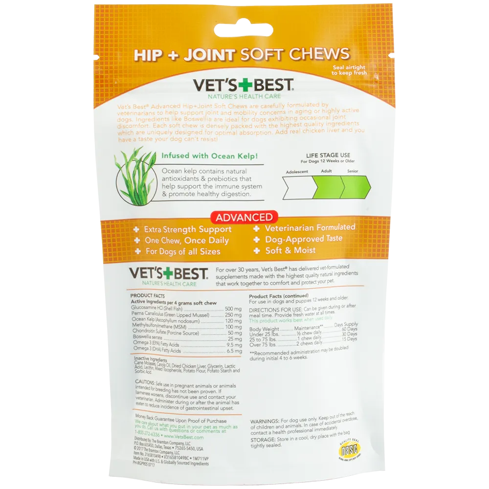 Vet's Best Advanced Hip   Joint Soft Chews 30ct