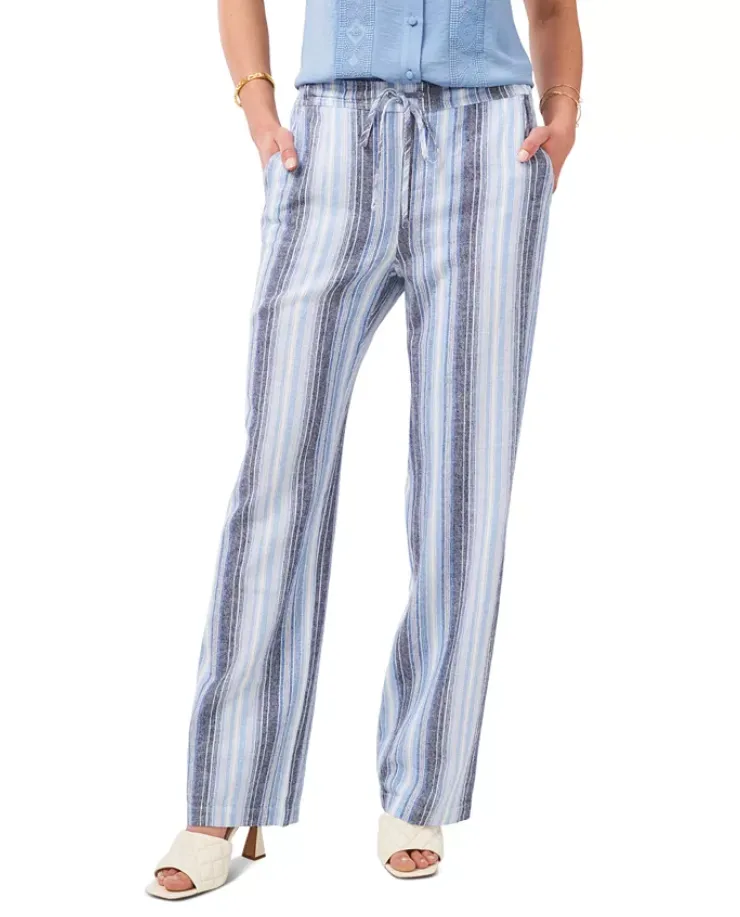 Vince Camuto Striped Tie-Waist Pants