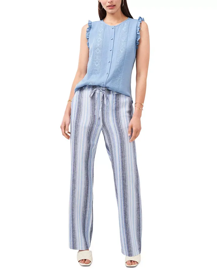 Vince Camuto Striped Tie-Waist Pants