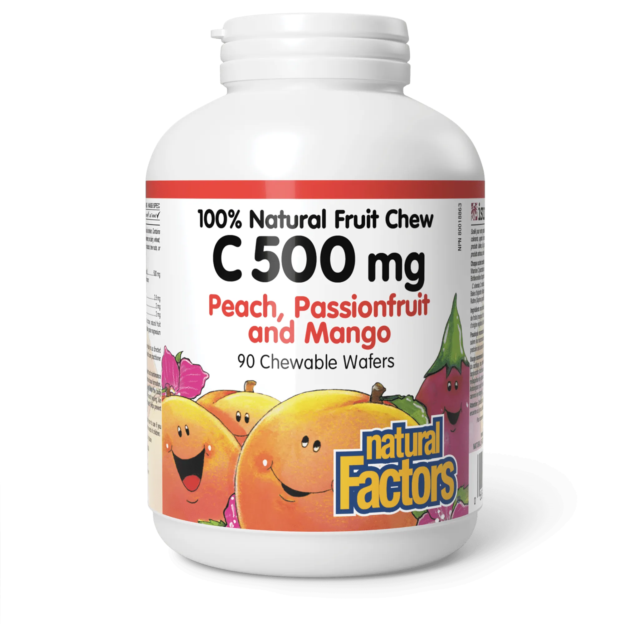 Vitamin C 500 mg 100% Natural Fruit Chew Peach, Passionfruit, and Mango