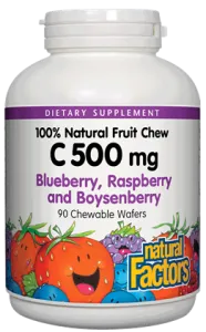 VITAMIN C 500 MG BLUEBERRY, RASPBERRY AND BOYSENBERRY, 90 CHEW WAFERS