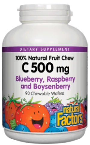 VITAMIN C 500 MG BLUEBERRY, RASPBERRY AND BOYSENBERRY, 90 CHEW WAFERS