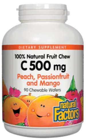 VITAMIN C 500 MG PEACH, PASSIONFRUIT AND MANGO, 90 CHEW WAFERS