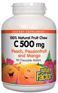 VITAMIN C 500 MG PEACH, PASSIONFRUIT AND MANGO, 90 CHEW WAFERS