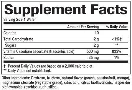 VITAMIN C 500 MG PEACH, PASSIONFRUIT AND MANGO, 90 CHEW WAFERS