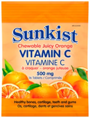 Vitamin C, Chewable Juicy Orange, 500 mg, 16 tablets/90 tablets